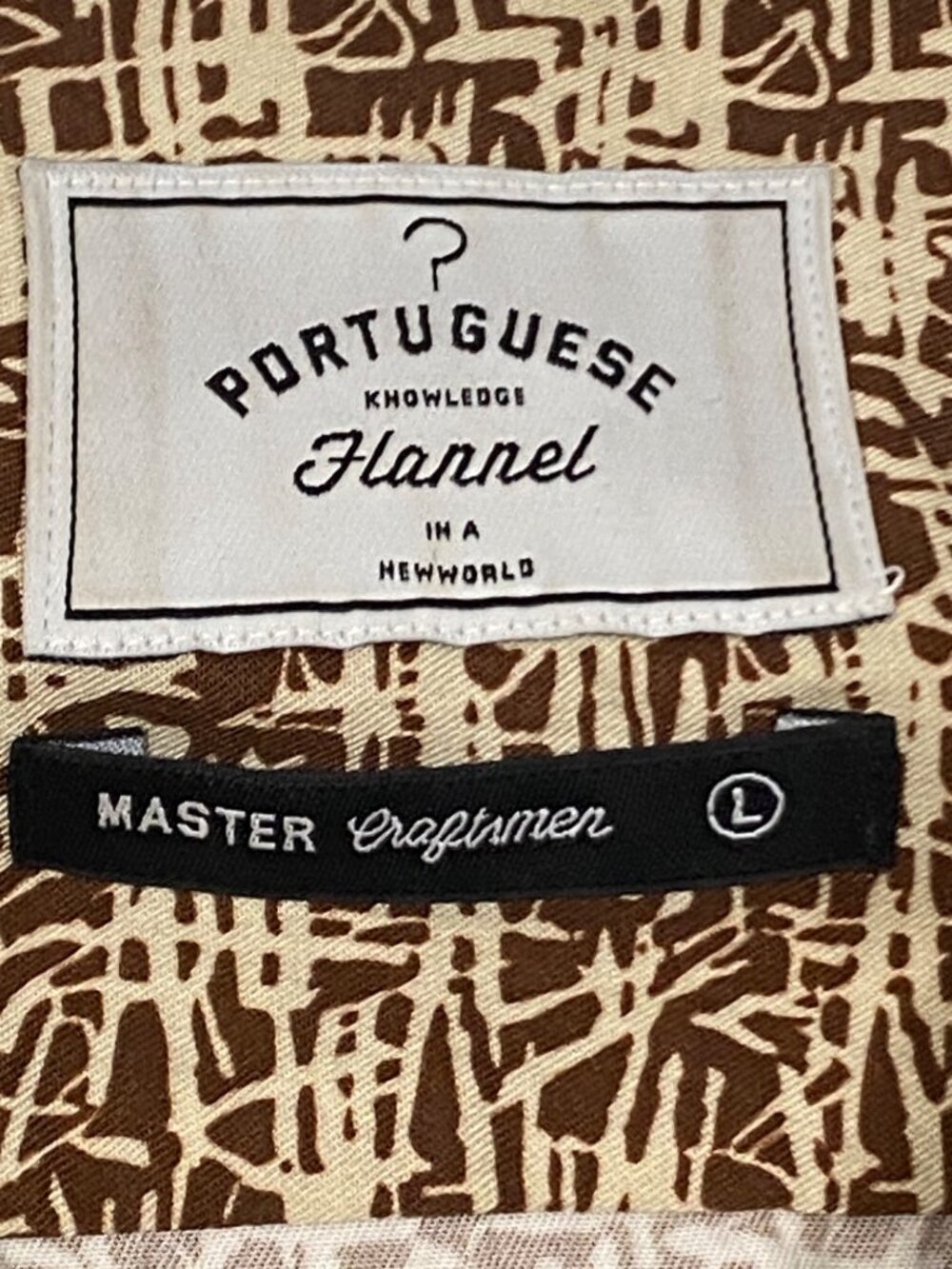 Portuguese Flannel Dodle Brown Geometric Print Short-Sleeve Button-Up Camp shirt - Picture 3 of 8